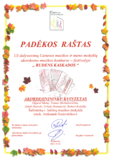 VIII KONKURSAS – FESTIVALIS ,,RUDENS KASKADOS”