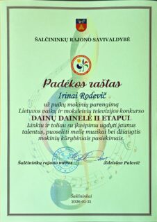 KONKURSO „DAINŲ DAINELĖ“ II ETAPAS
