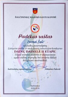 KONKURSO „DAINŲ DAINELĖ“ II ETAPAS
